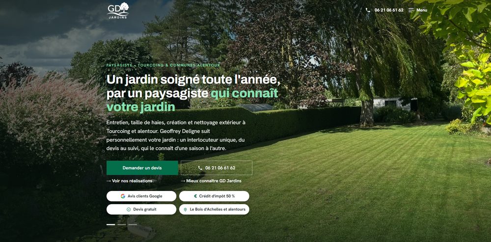 Aperçu du site GD Jardins, paysagiste à Tourcoing