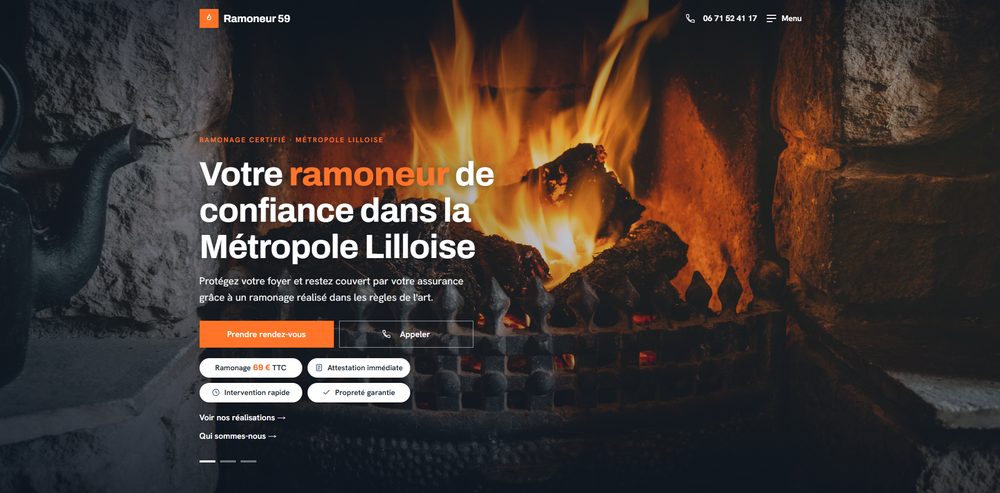 Aperçu du site Ramoneur 59, ramonage dans le Nord