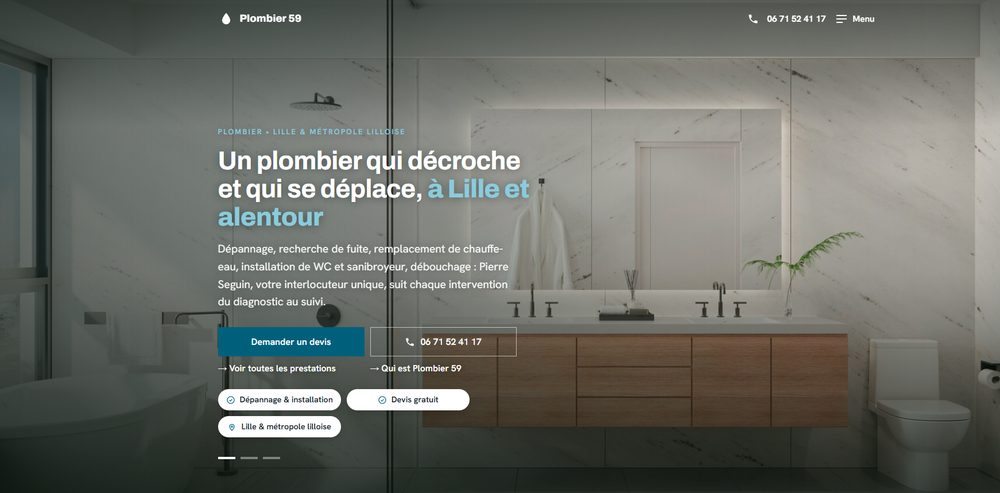 Aperçu du site Plombier 59, plomberie à Lille